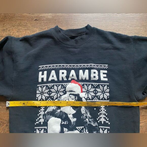HARAMBE Christmas Sweatshirt crew sz small Gorilla novelty 2016 ugly sweater - Picture 7 of 8
